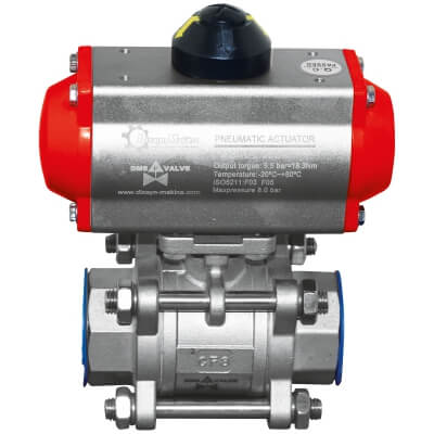 3 PIECE 150 5211 STAINLESS BALL VALVE WITH PNOMATIC ACTUATOR