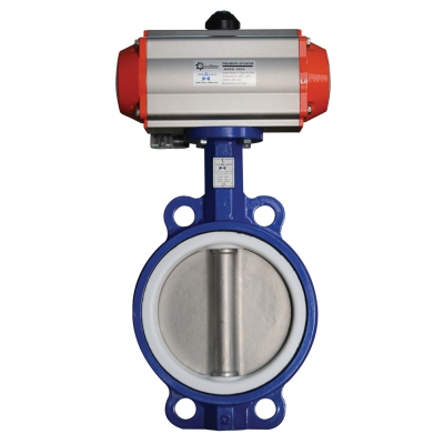 PNEUMATIC ACTUATOR WAFER BUTTERFLY VALVE WITH STAINLESS TEFLON SEAL